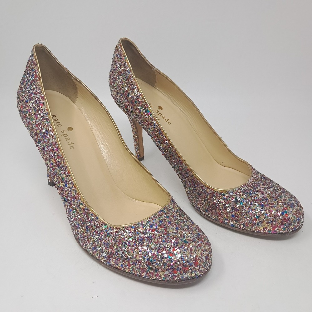 Kate Spade Karolina Pumps Rainbow Glitter Heels Round Toe Womens Size 8.5